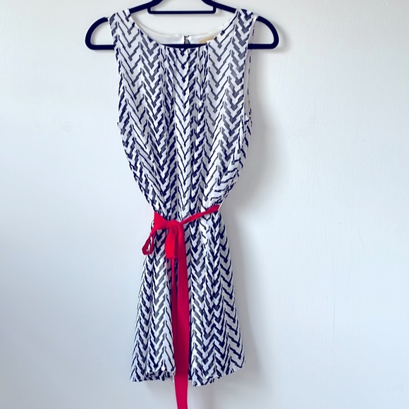 Francesca’s Black and White Dress with Red sash - Picture 1 of 1